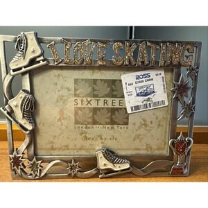 six trees 4 x 6 picture frame Pewter look"I Love Skating" NWT